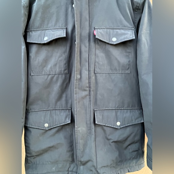 COPY - LEVI’S Sherpa lined mid-length black women’s hooded jacket. EUC - Picture 7 of 14